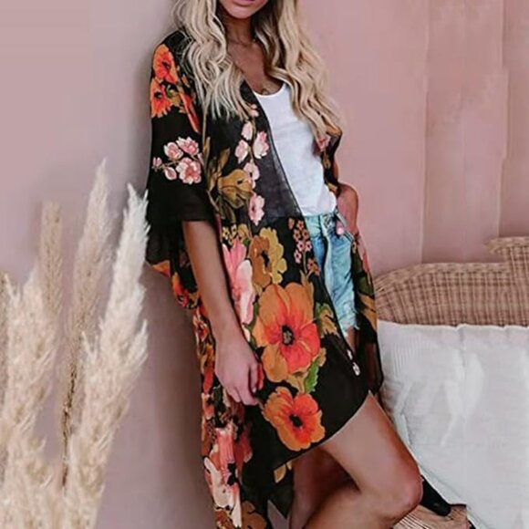 Other - Women's Chiffon Kimono Cardigans Lightweight Batwing Summer Casual